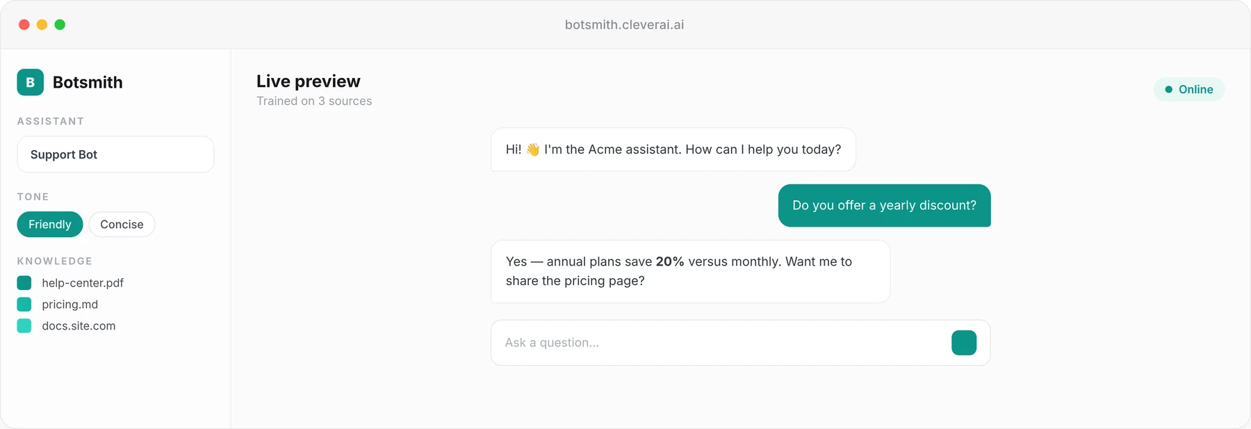 Botsmith product screenshot